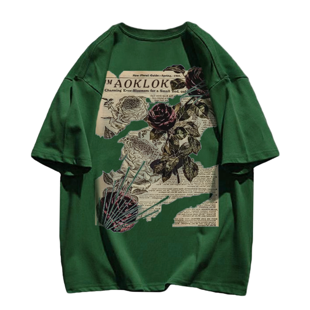 Newspaper Rose Fragments T-Shirt