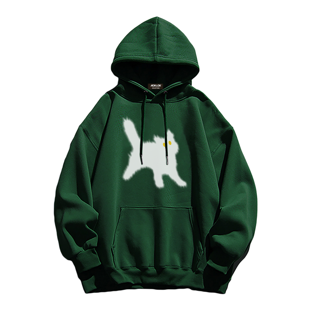 Minimal Angry Kitten Cotton Hoodie