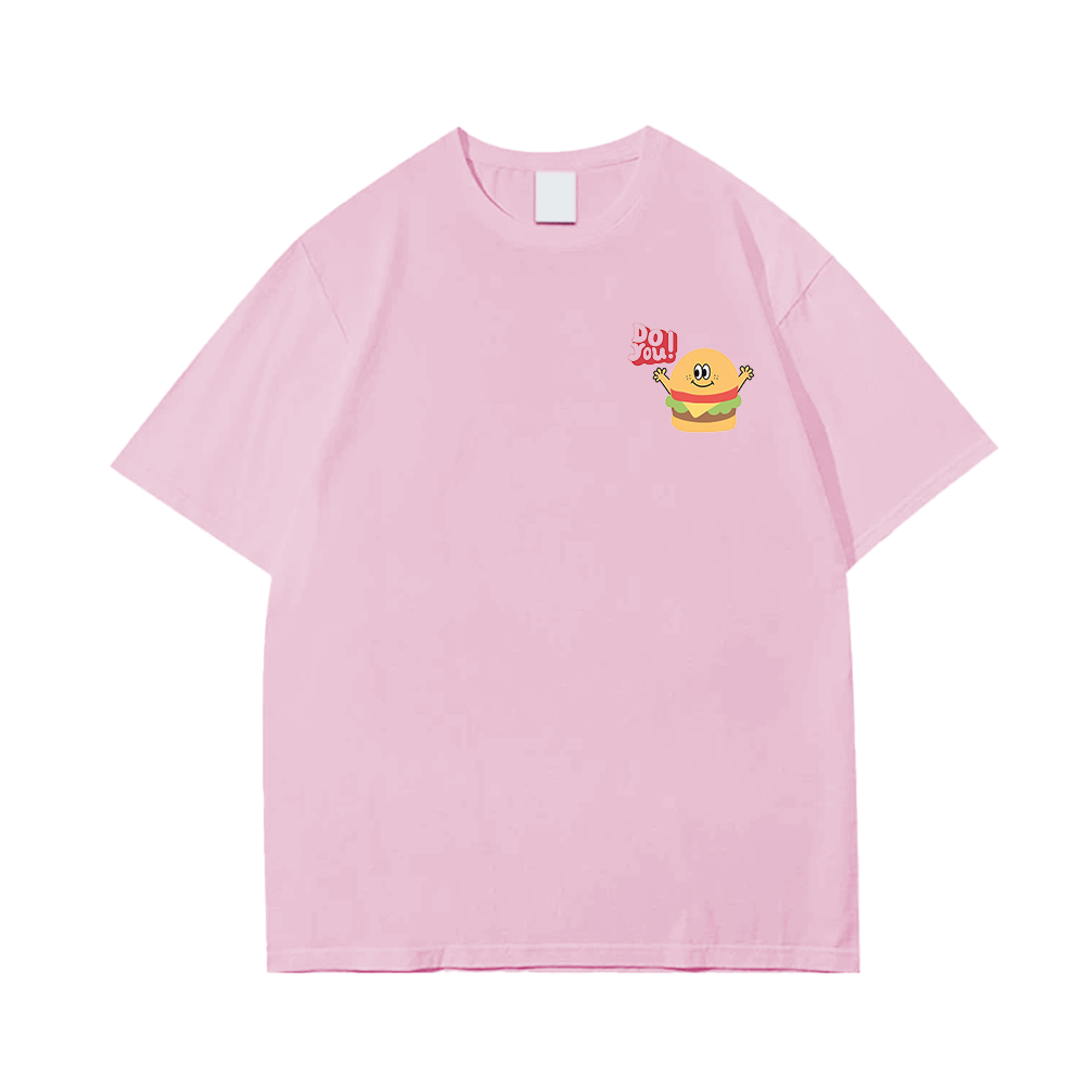 Casual Cartoon Burger Sign T-Shirt