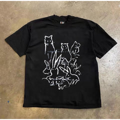 Street Philanthropist Cat And Rabbit T-Shirt Details