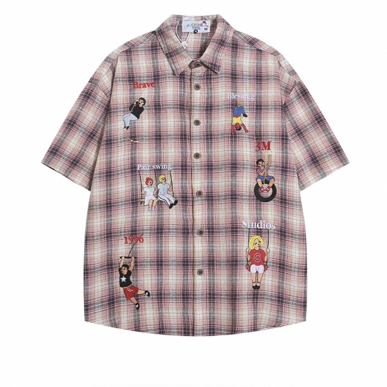 Vintage Embroidered Checkered Shirt