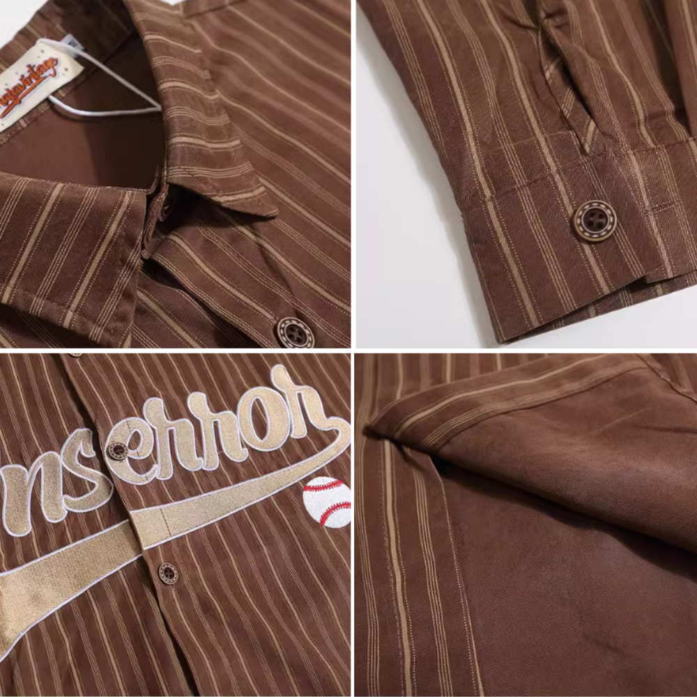 Vintage Baseball Letters Embroidered Shirt