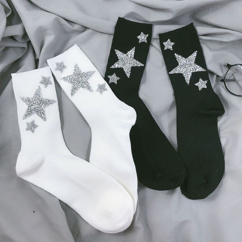 LoopStone Rhinestone White Socks