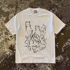 Street Philanthropist Cat And Rabbit T-Shirt Details