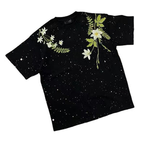 LoopStone Starry Flower Rhinestone Embroidery T-shirt