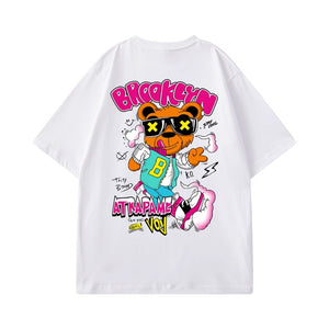Street Philanthropist Hip Hop Bear T-Shirt Men ins Short Sleeves
