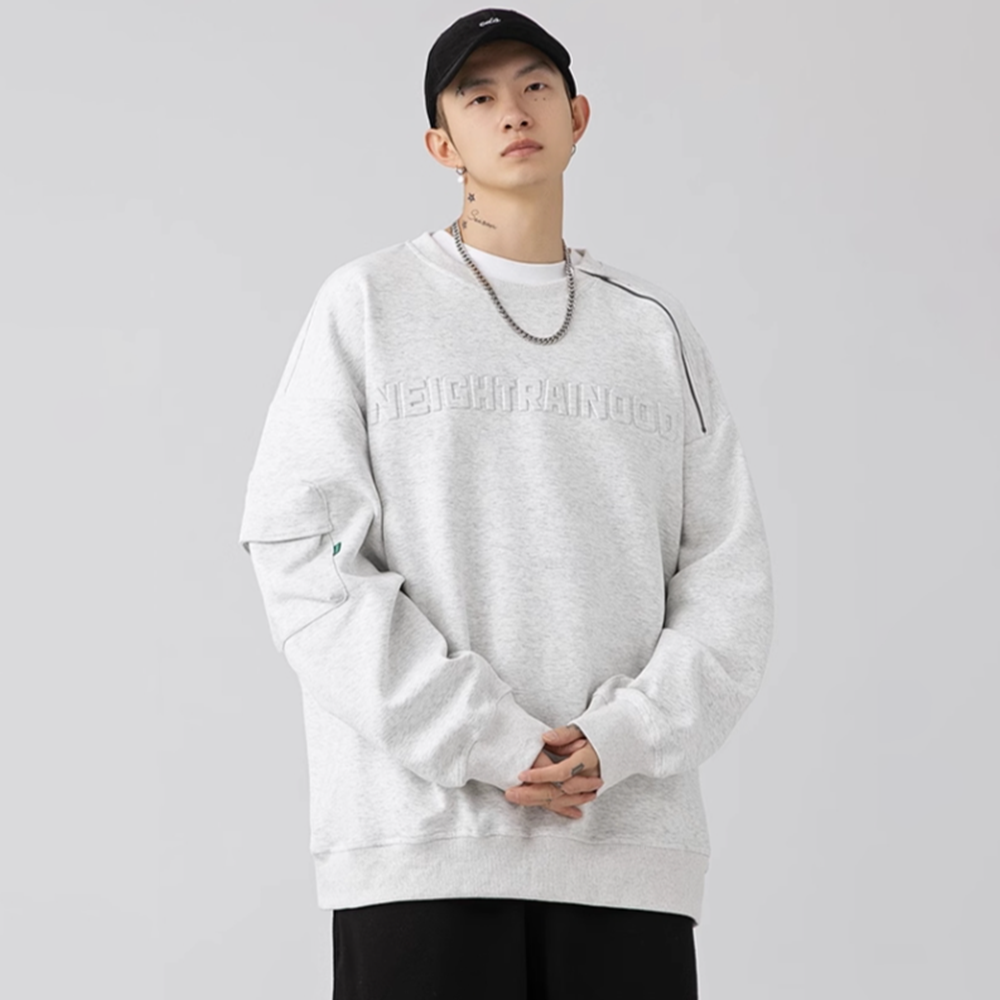 Japanese Zipper Design Side Bag Sweatshirt