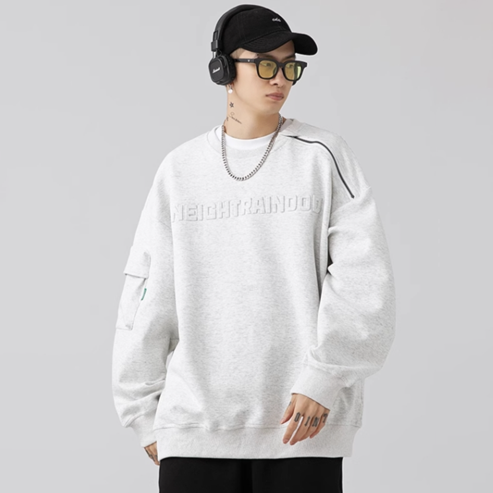 Japanese Zipper Design Side Bag Sweatshirt