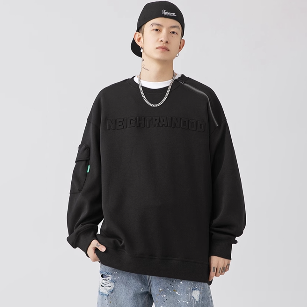 Japanese Zipper Design Side Bag Sweatshirt