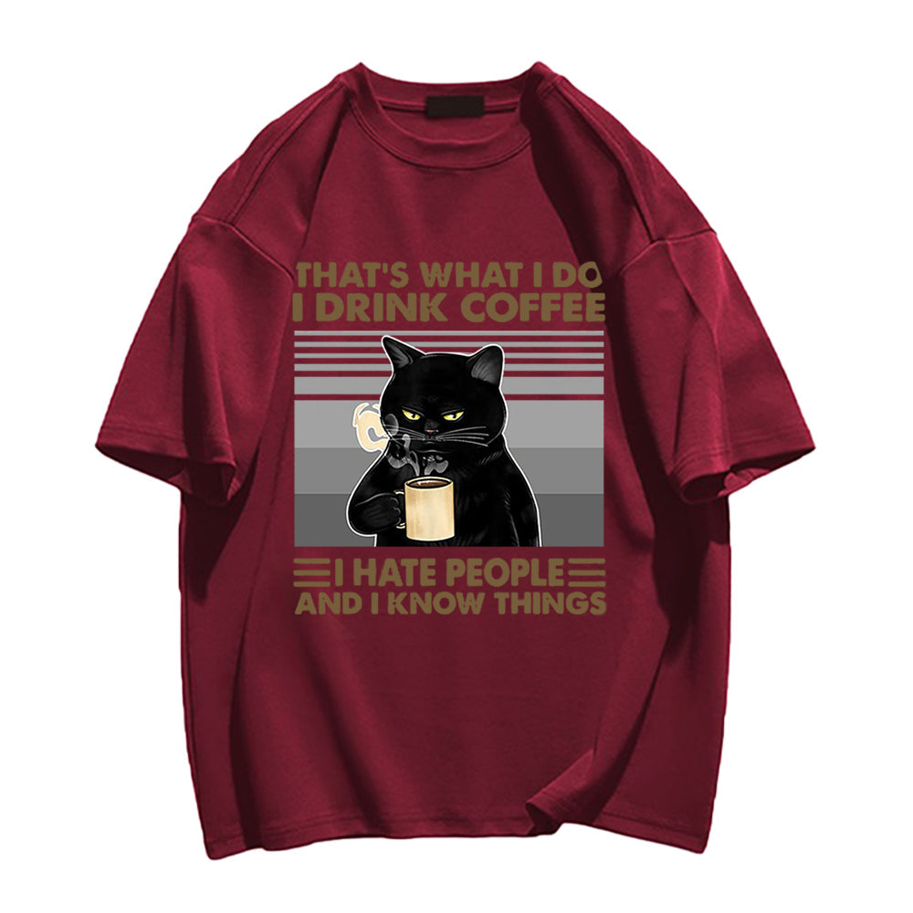 Cool Cat Drinking Coffee T-shirt