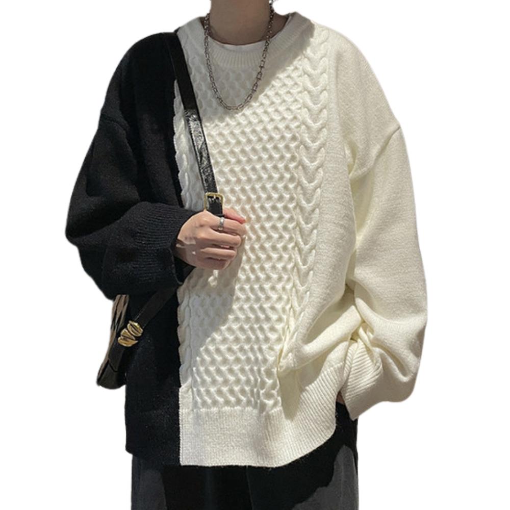 Loose Contrast Knit Sweater