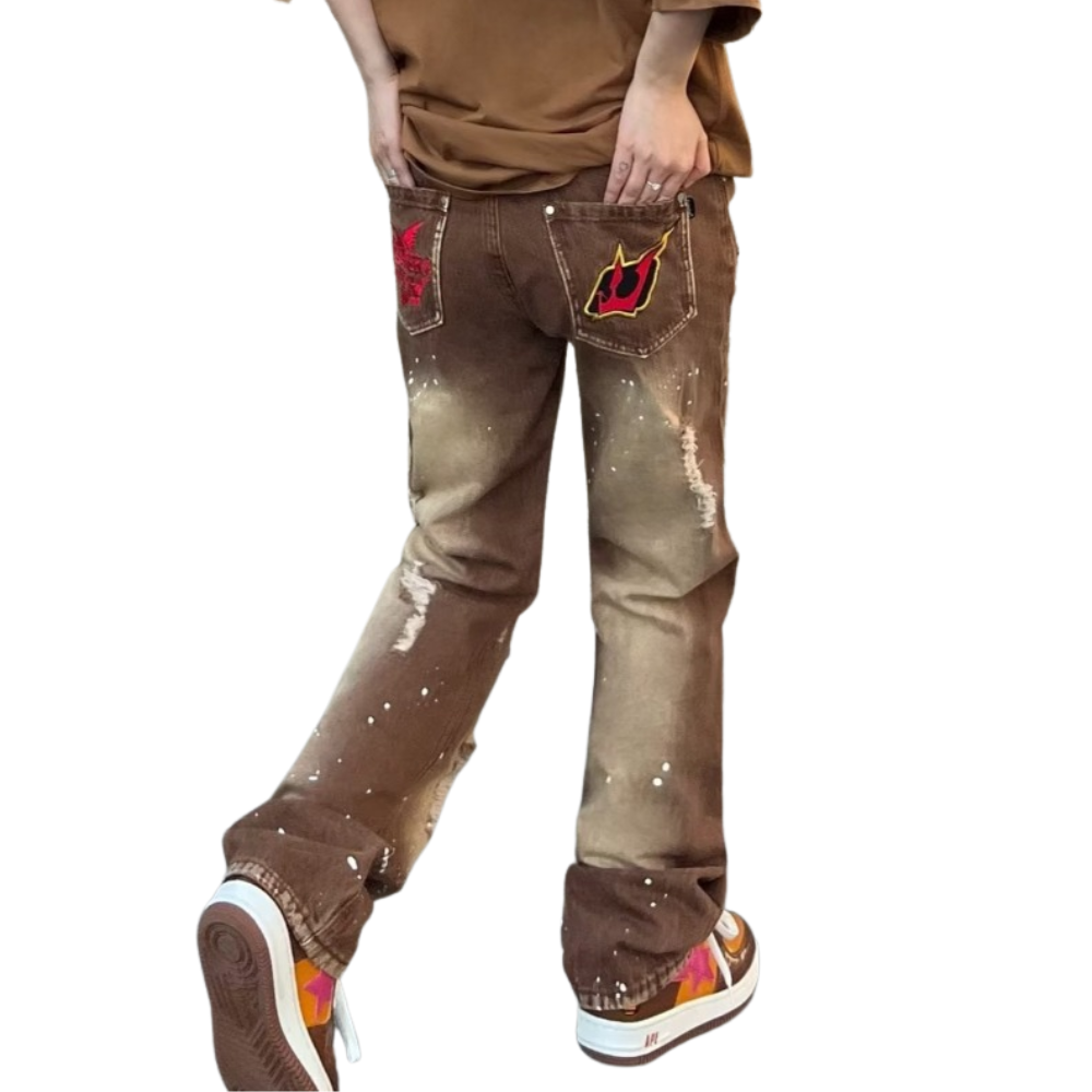 Vintage Wash Ripped Jeans