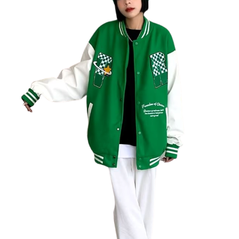 Letter Flocked Jacquard Varsity Jacket