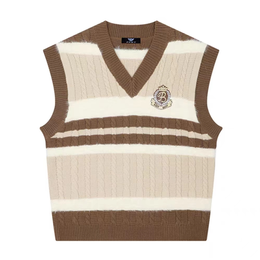 Women's Classic College Contrast V-Neck Knitted Vest