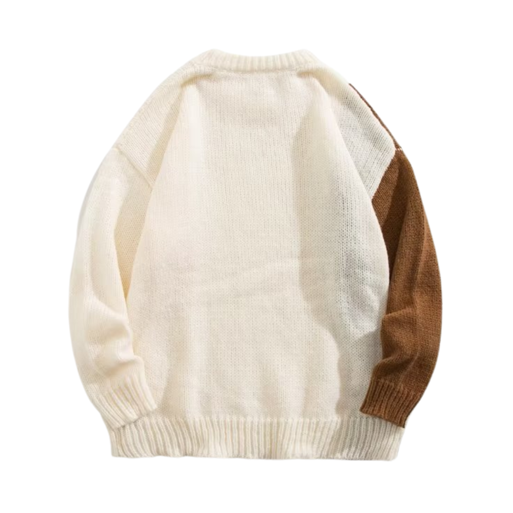 Loose Contrast Knit Sweater