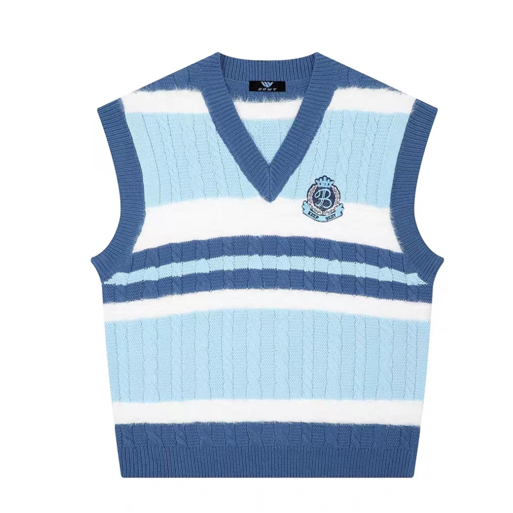 Women's Classic College Contrast V-Neck Knitted Vest