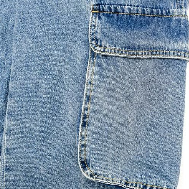 Multi-Pocket Washed Cargo Jeans
