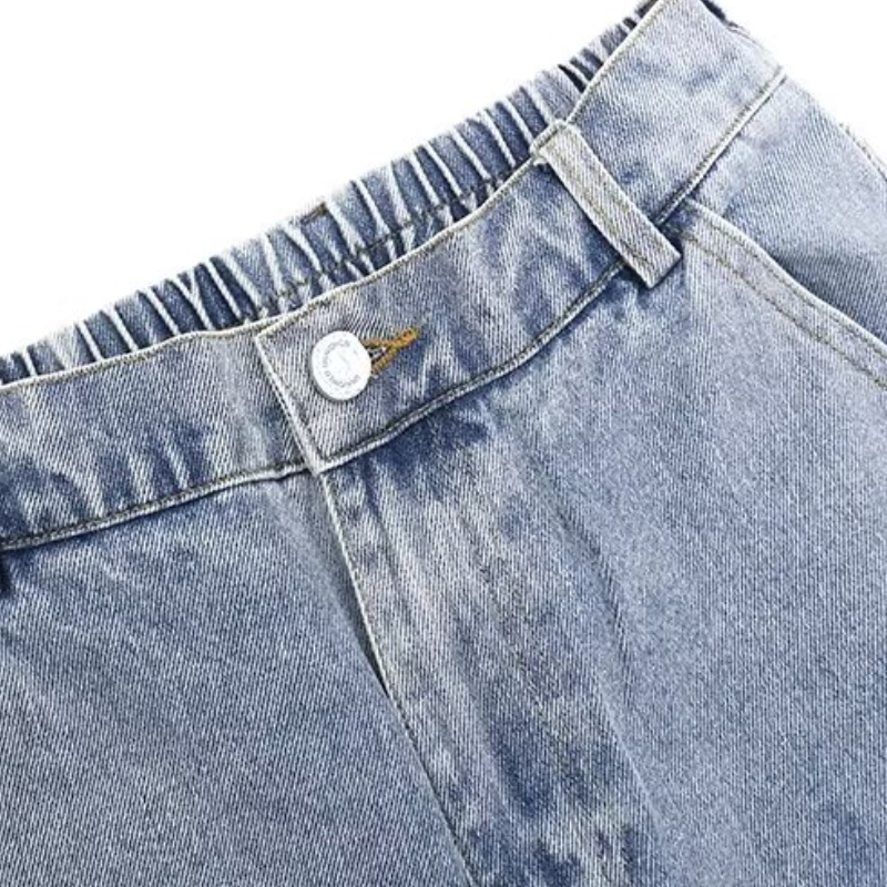 Retro Patchwork Contrast Washed Jeans