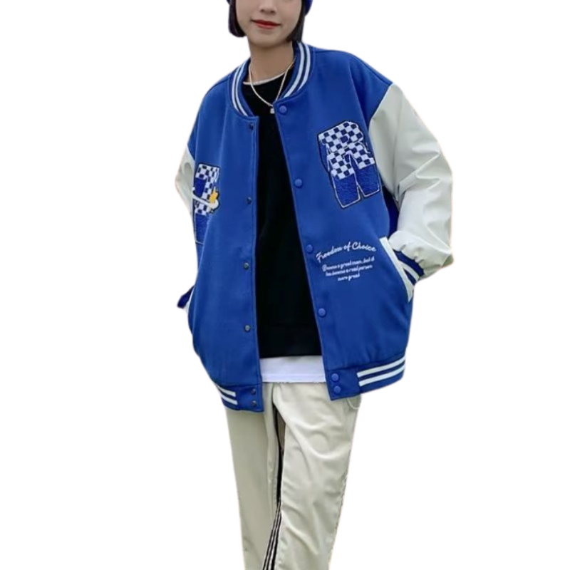 Letter Flocked Jacquard Varsity Jacket