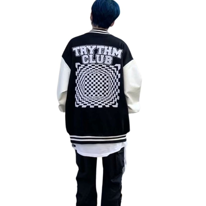 Letter Flocked Jacquard Varsity Jacket