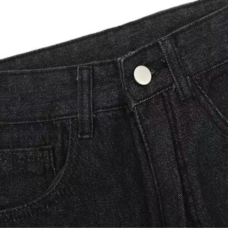 Raw Edge Color Patchwork Distressed Jeans