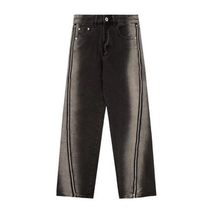 Retro High Street Gradient Zip Slit Jeans