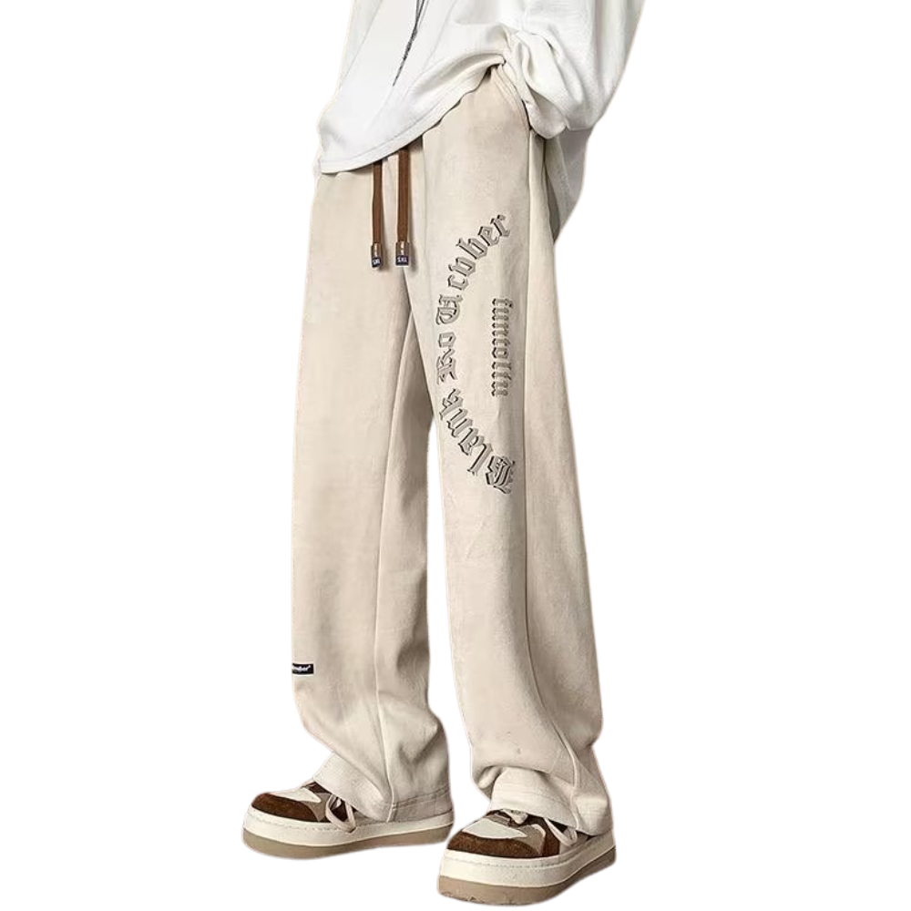 Letter Print Suede Sweatpants