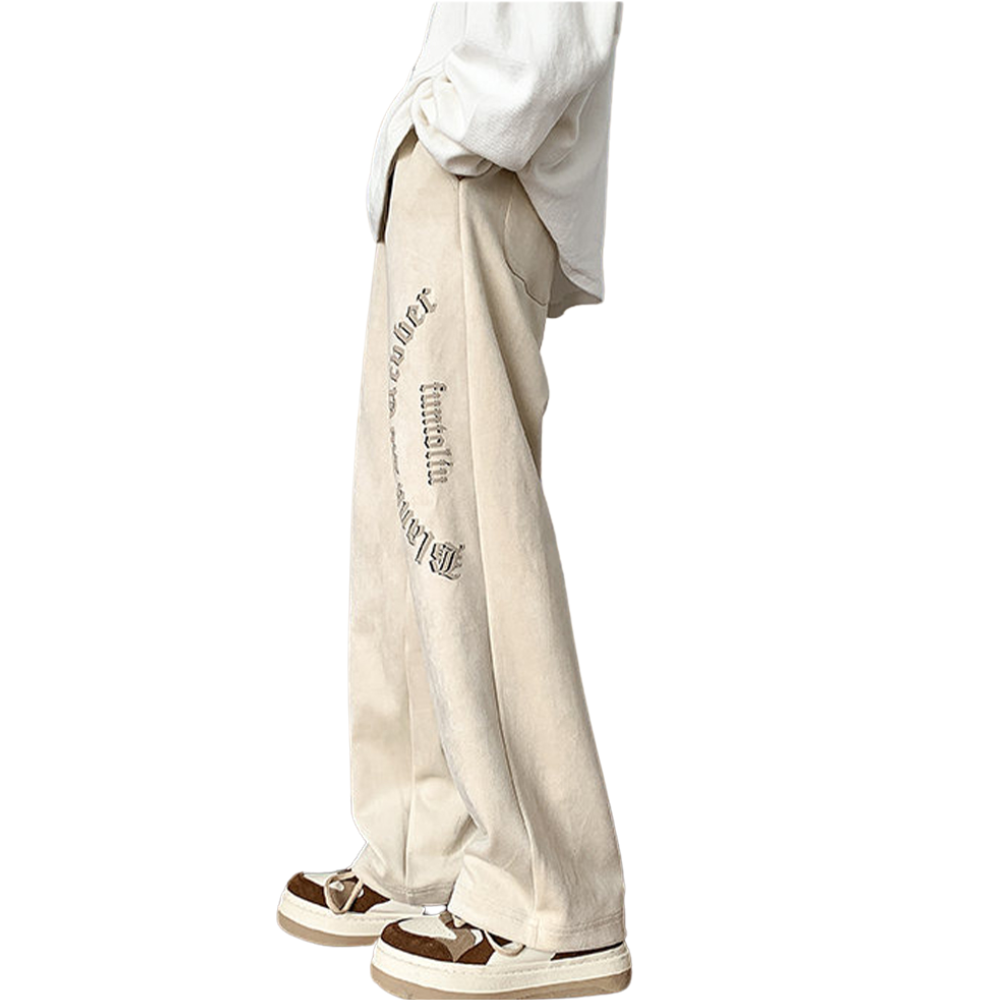 Letter Print Suede Sweatpants