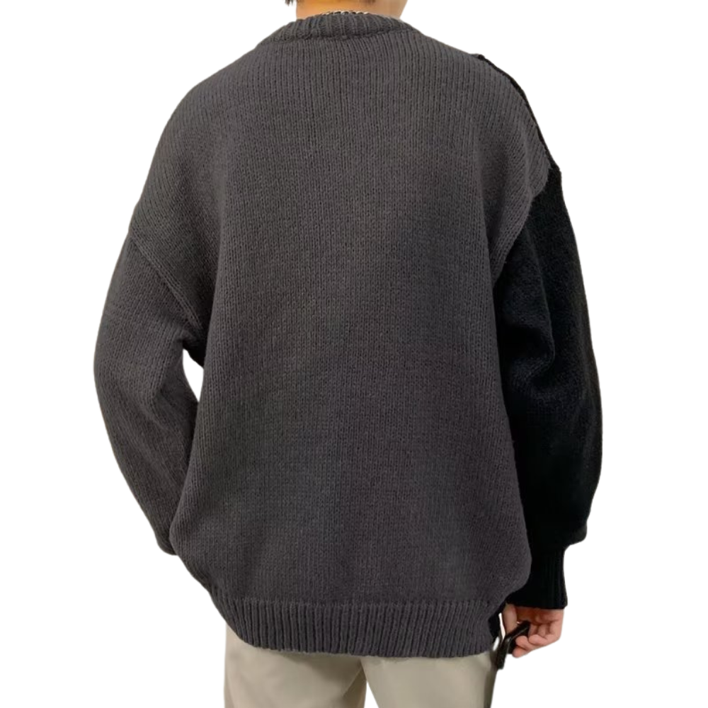 Loose Contrast Knit Sweater