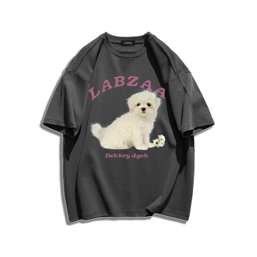 Cute Puppy Print Cotton T-shirt