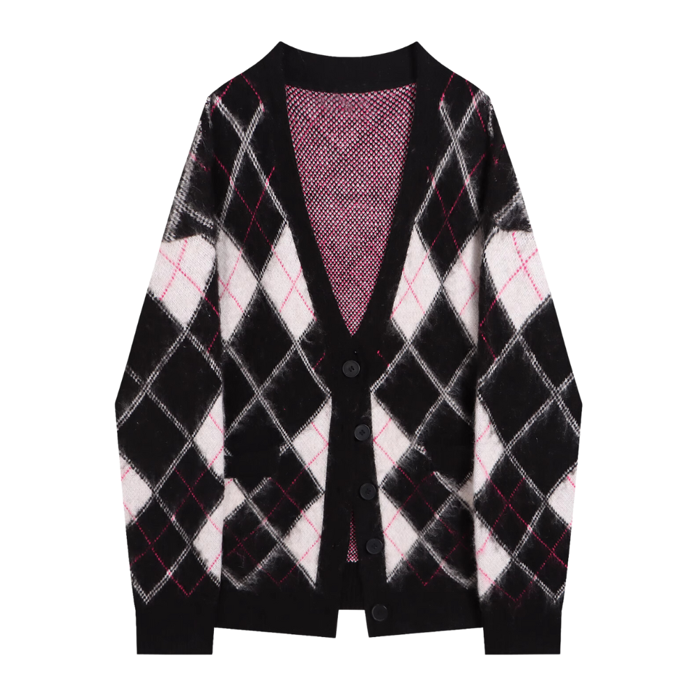 Women's Japanese Contrast Knitted Cardigan