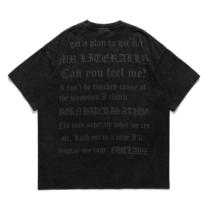 【LawFoo】Vintage Letter Graphic Washed T-Shirt