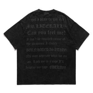 【LawFoo】Vintage Letter Graphic Washed T-Shirt