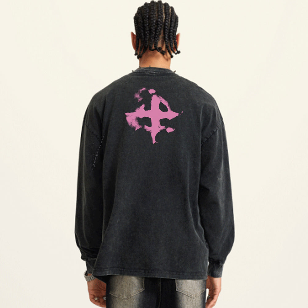 Distressed Graffiti Washed Sweatshirt