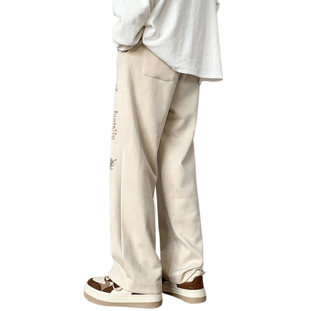 Letter Print Suede Sweatpants