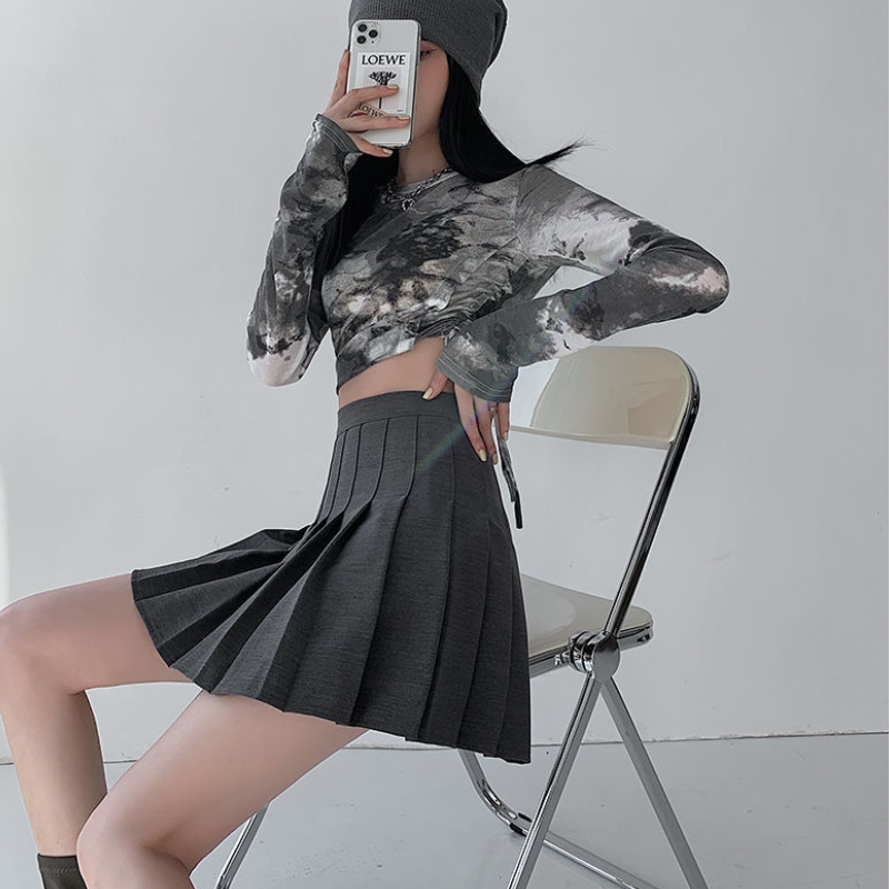 Women's Solid Color pleated Skirt