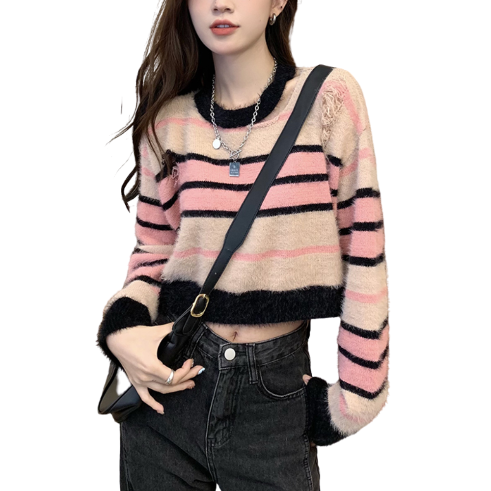 ripped striped sweater