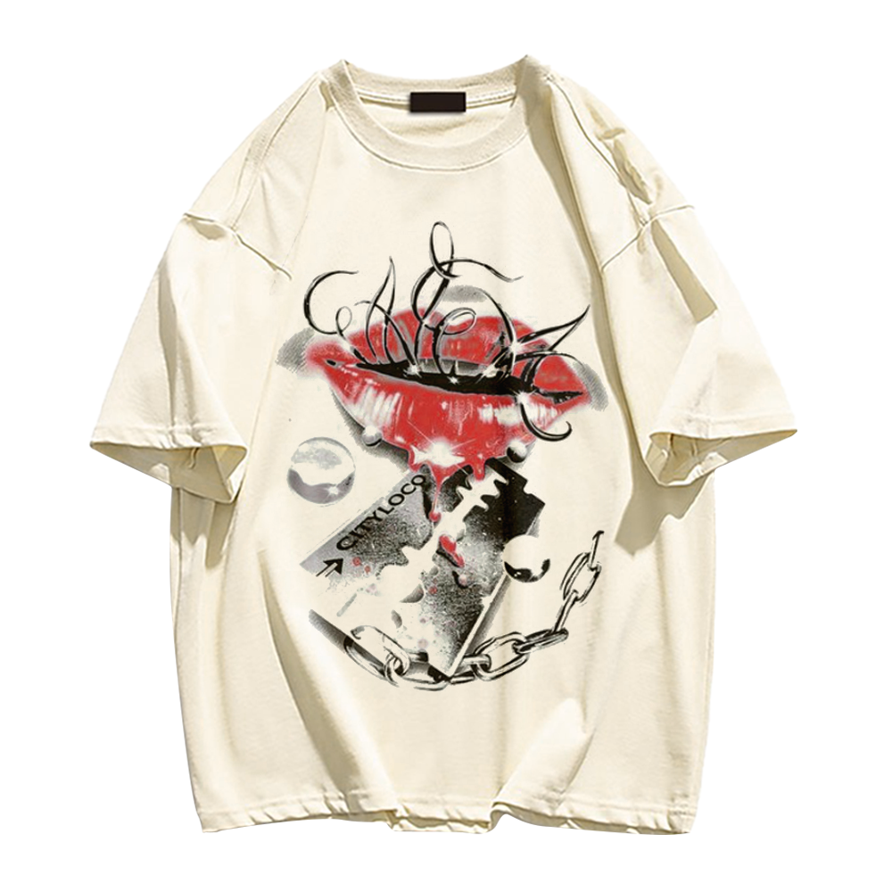 Injured Lip Print T-Shirt
