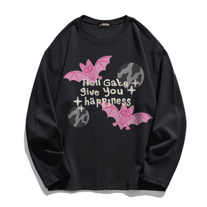 American Skeleton Flying Bat Long Sleeve Shirt