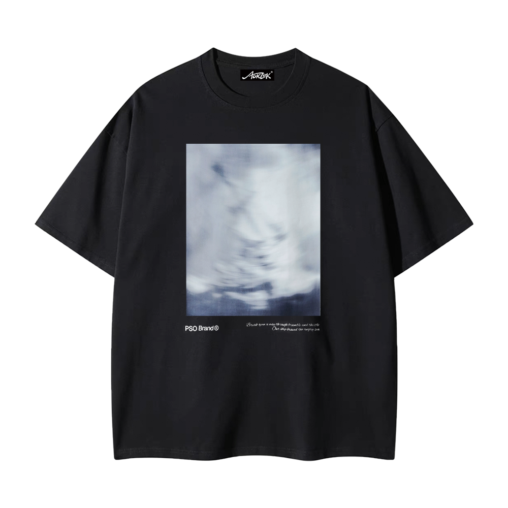 Pure Cotton 260G Blurred Landscape Print T-Shirt