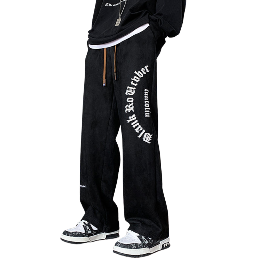 Letter Print Suede Sweatpants