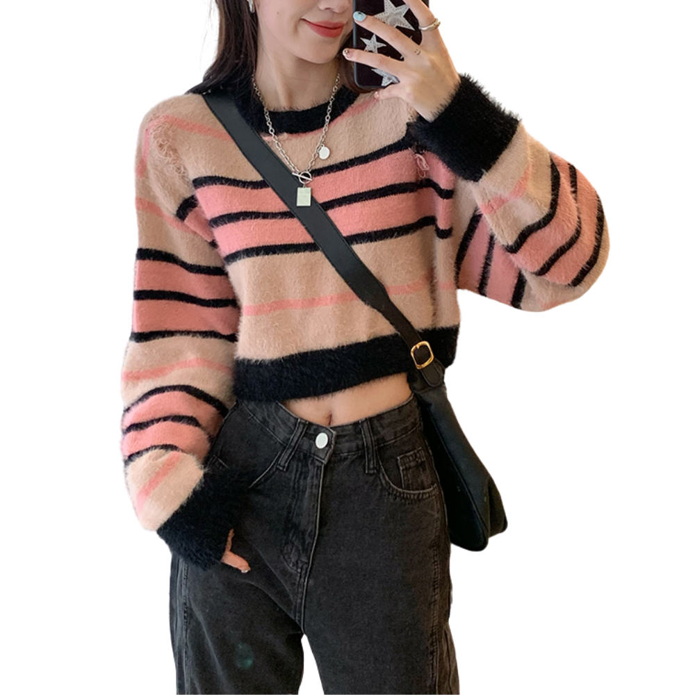 ripped striped sweater