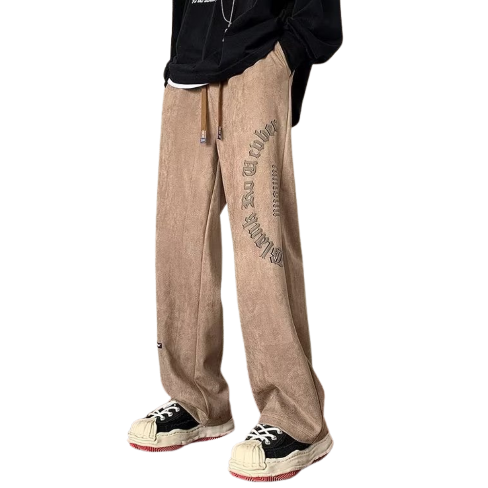 Letter Print Suede Sweatpants