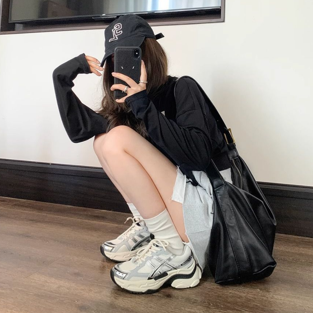 Women's Silver Mesh Casual Shoes