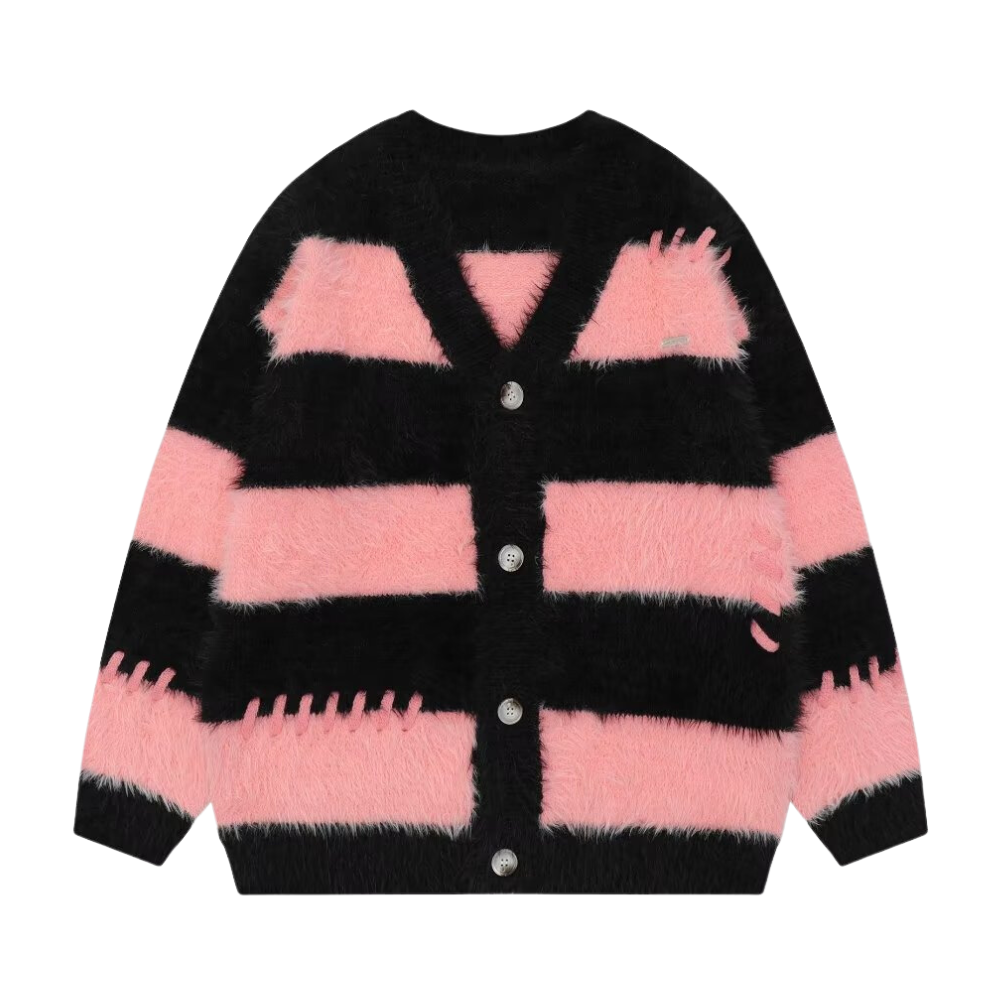 Women's Preppy Striped Knitted Cardigan