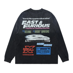 Racing Print Washed Sweatshirt