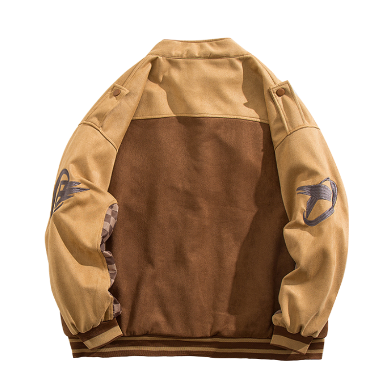 Vintage Suede Chessboard Leather Jacket