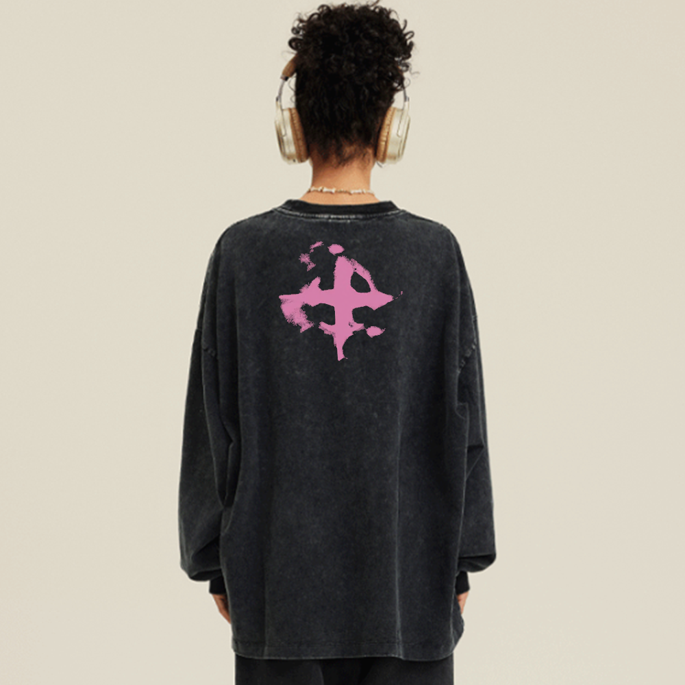 Distressed Graffiti Washed Sweatshirt