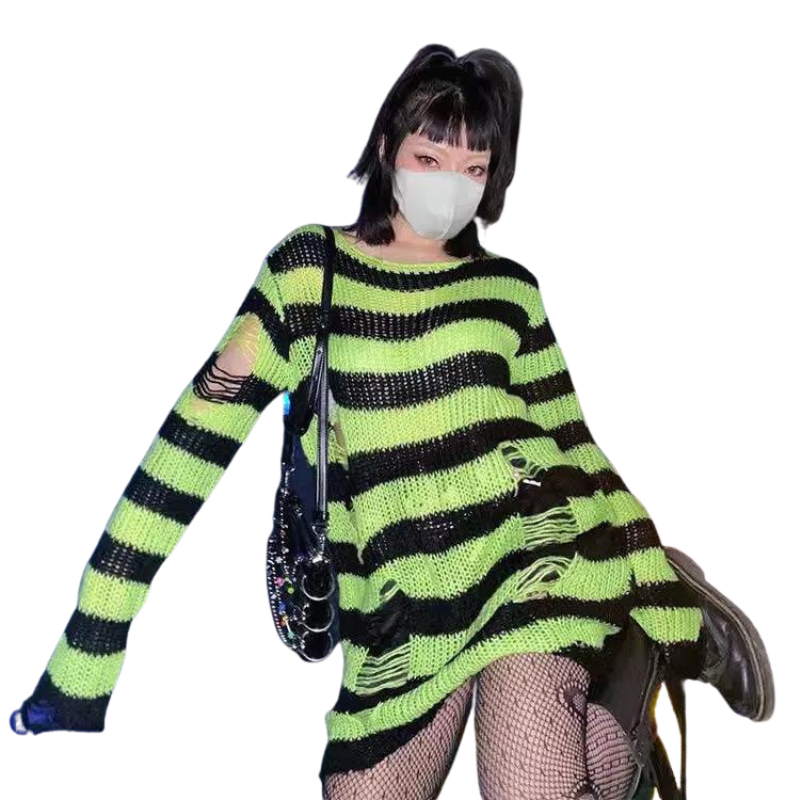 Women Punk Destroyed Sweater