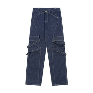 Street Splicing Strap Cargo Jeans
